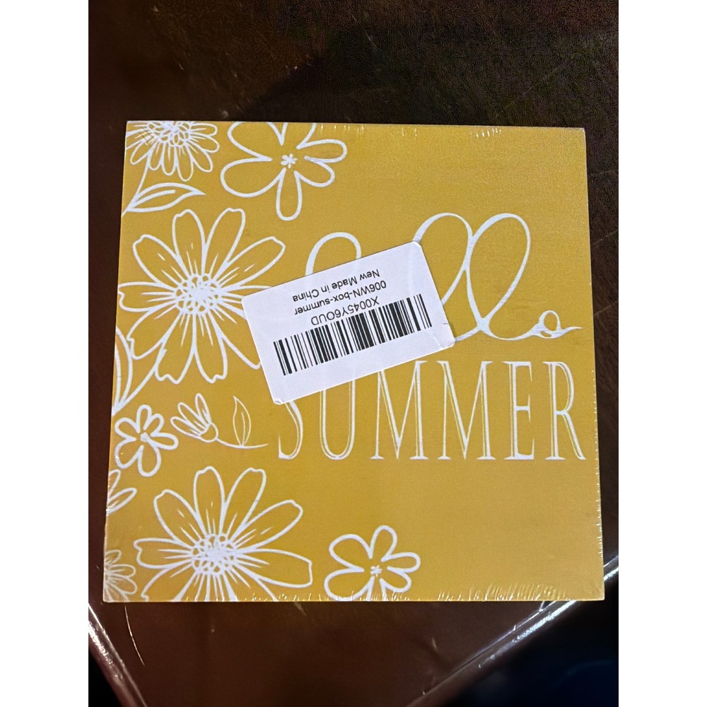 Hello Summer Yellow Wood Box Sign Floral Seasonal Home Decor Plaque